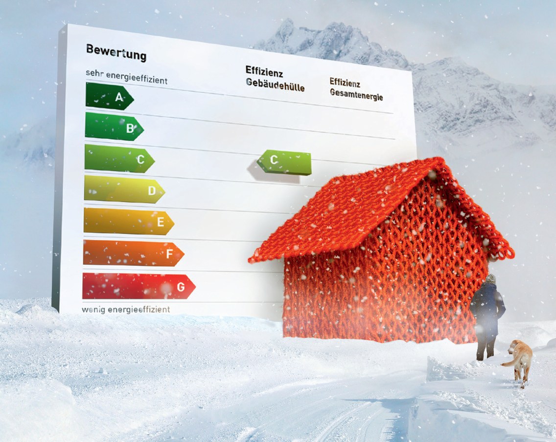 Die Effizienz der Gebäudehülle kann in einem einfachen Bewertungsdiagramm dargestellt werden.