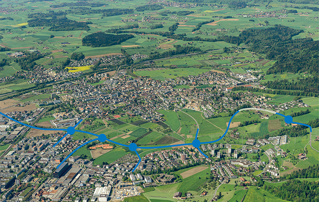 Luftbild Übersicht Tangente Tunnel Geissbüel