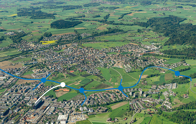 Luftbild Übersicht Tangente Verlängerung Industriestrasse