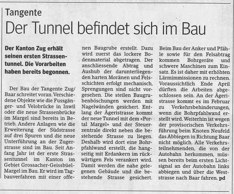 Der Tunnel befindet sich im Bau