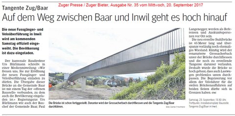 Eröffnung der Fussgänger- und Velobrücke