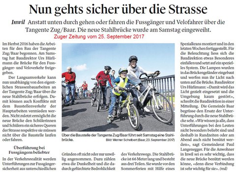 Eröffnung der Fussgänger- und Velobrücke