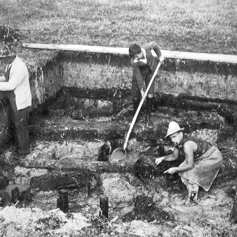 Zug Sumpf, Grabung 1929. Arbeitssituation
