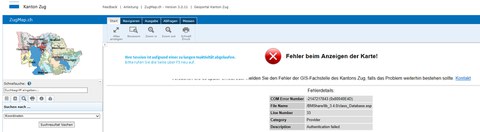 Fehlermeldung bei abgelaufener Session-ID im ZugMap.ch