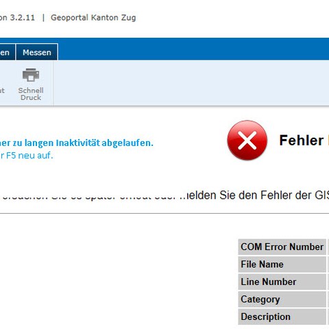 Fehlermeldung bei abgelaufener Session-ID im ZugMap.ch