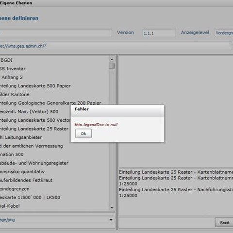ZugMap.secure WMS einbinden Fehlermeldung
