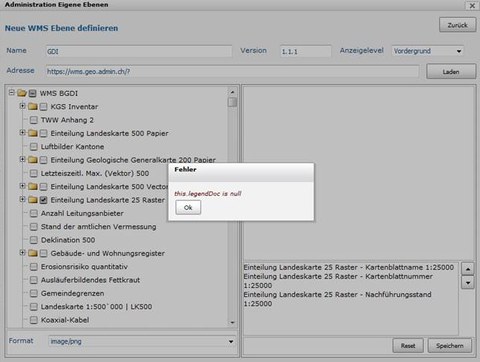 ZugMap.secure WMS einbinden Fehlermeldung
