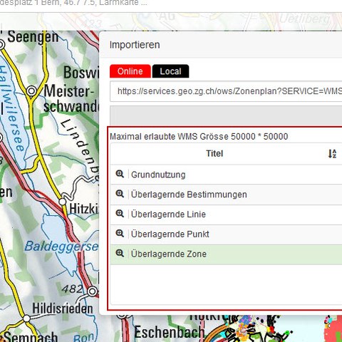 BGDI-Viewer: Themenebene auswählen