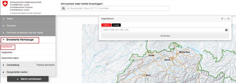 BGDI-Viewer: Werkzeug zum Importieren von Geodiensten