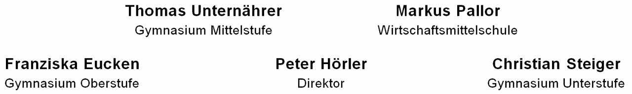 Bildlegende des Gruppenfotos der Schulleitung der Kanti Zug