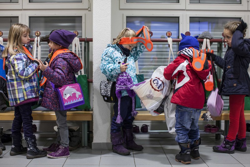 Garderobenraum im Kindergarten