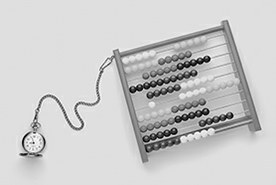 Bildpaar: Zählrahmen und Uhr