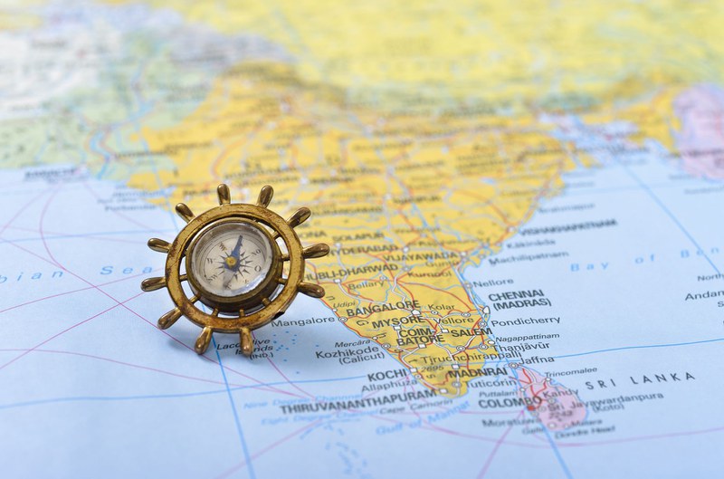 Weltkarte und Kompass