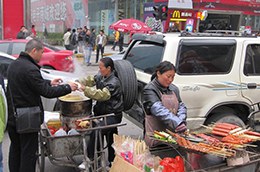 Life is taking place in the street.