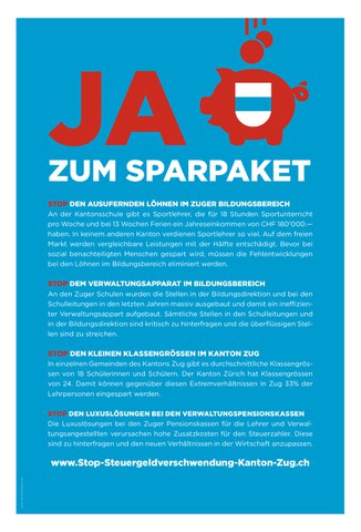 Inserat «Ja zum Sparpaket»