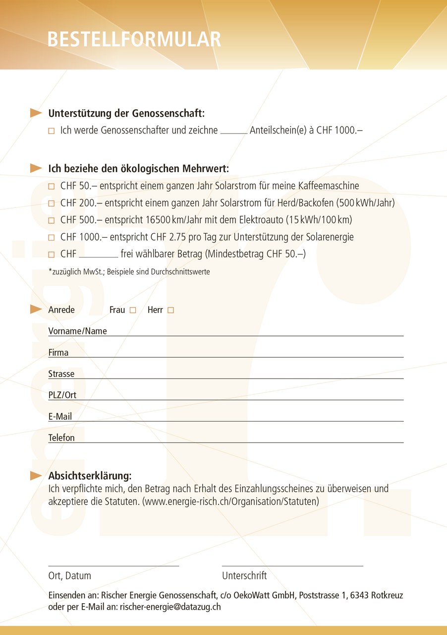 Bestellschein Vorschau