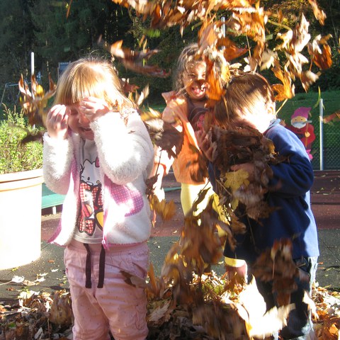 Spielen im Laub 2