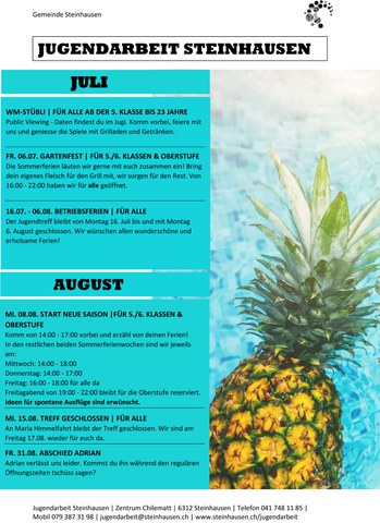 Monatsprogramm Juli & August 2018