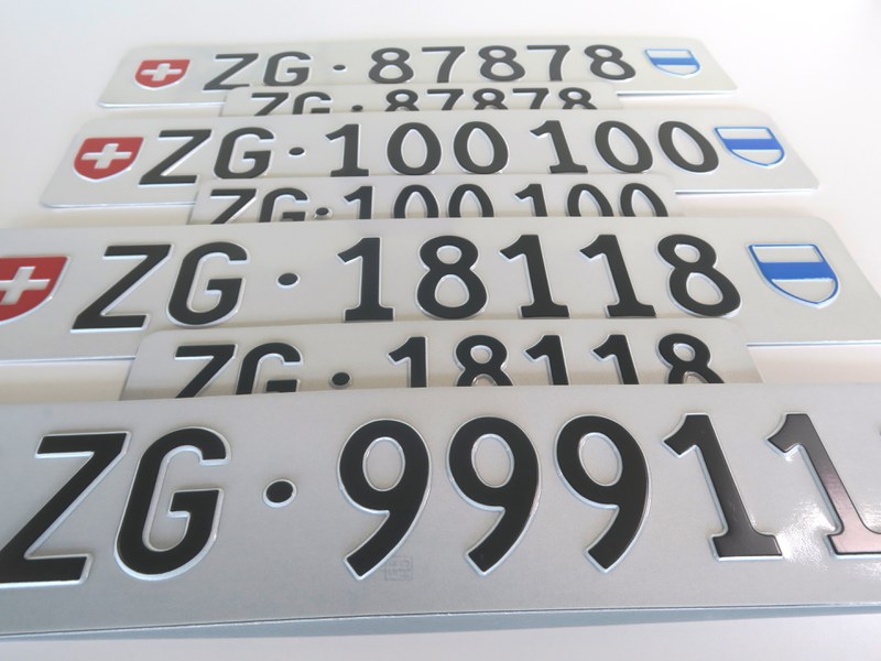 Beispiele möglicher Kontrollschildnummern