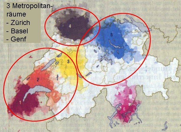 Metropolitanräume Zürich, Basel und Genf