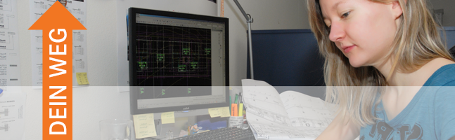 Zeichnerin Richtung Ingenieurbau an der Arbeit