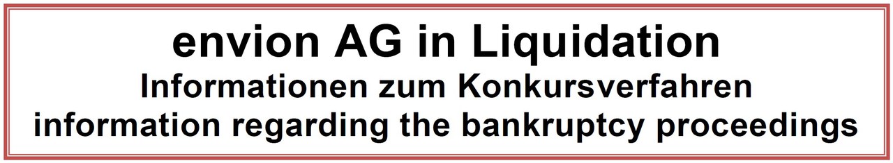 Hinweis zum Konkurs envion AG